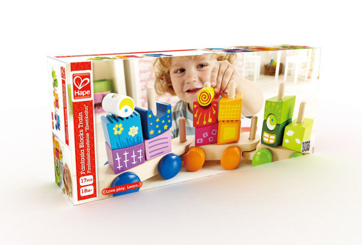 Hape Fantasia Blocks Train for kids uniquely sHaped blocks with enchanting patterns inspire building in a whole new way for kids The Toy Wagon