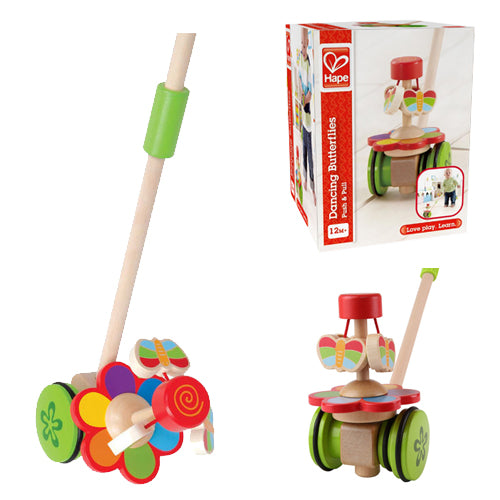 Hape Dancing Butterflies wooden push or pull along toy for babies The Toy Wagon