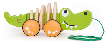 Hape Walk-A-Long Croc wooden push or pull along toy for babies The Toy Wagon