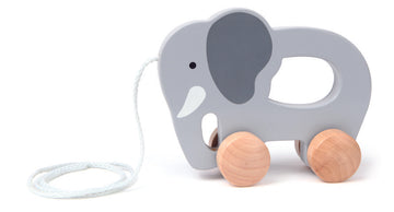 Hape Elephant wooden push or pull along toy for babies The Toy Wagon