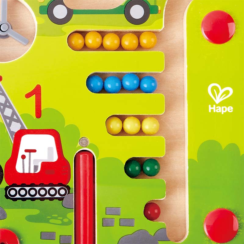 Hape Construction & Number Maze Puzzle promotes dexterity, hand/eye coordination, and manipulation with woodend educational toys The Toy Wagon