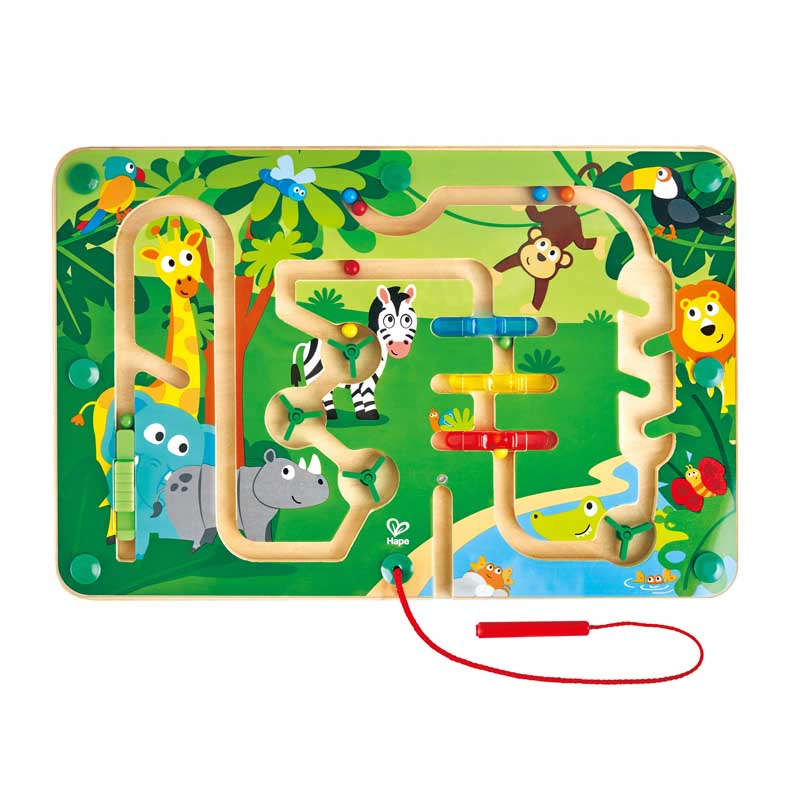 Hape Jungle Maze Puzzle promotes dexterity, hand/eye coordination, and manipulation with woodend educational toys The Toy Wagon