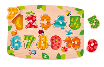 Hape Number Peg Puzzle wooden for little hands educational toys The Toy Wagon