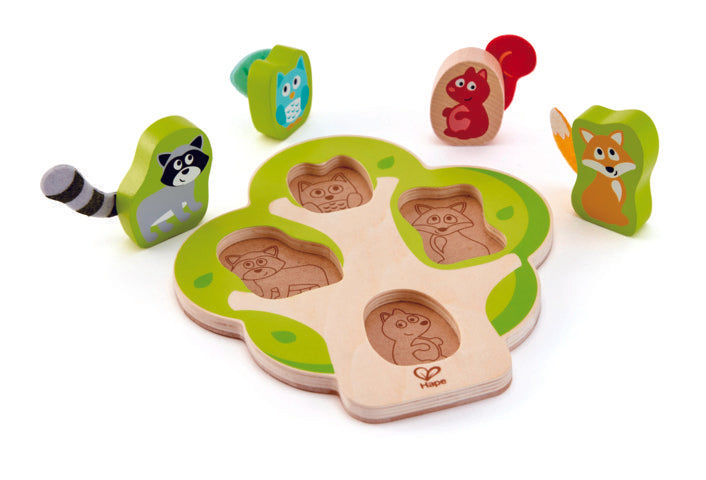 Hape Whos In The Tree Puzzle wooden for little hands educational toys The Toy Wagon