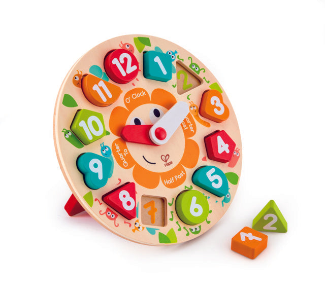Hape Chunky Clock Puzzle wooden for little hands educational toys The Toy Wagon
