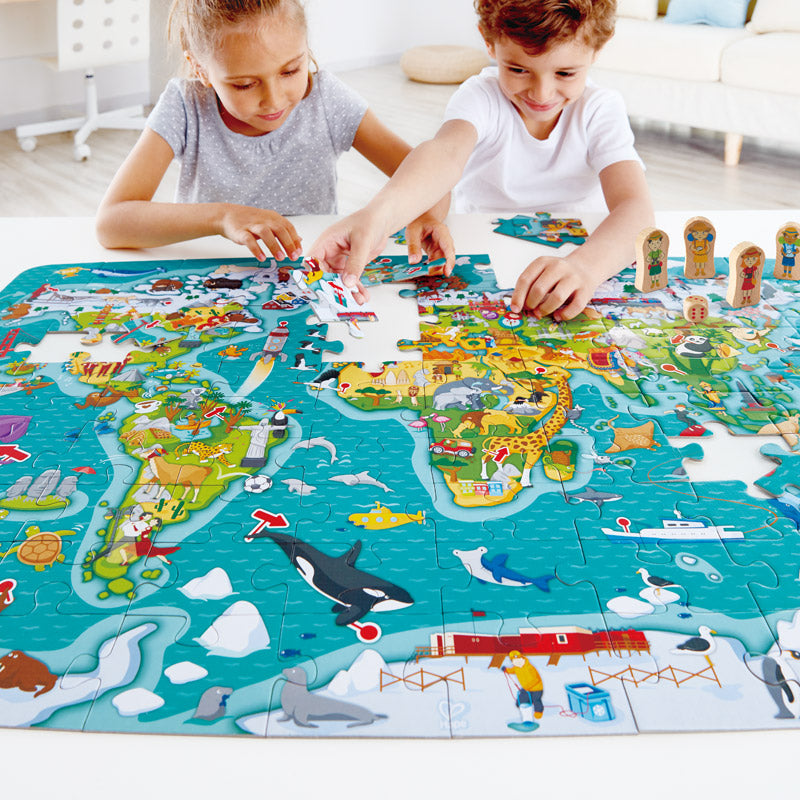 Hape 2 in1 World Map Puzzle wooden for little hands educational toys The Toy Wagon