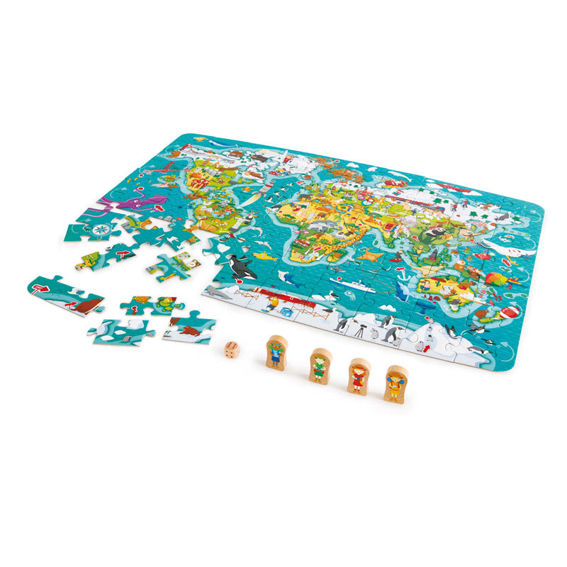 Hape 2 in1 World Map Puzzle wooden for little hands educational toys The Toy Wagon