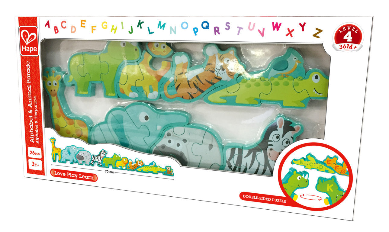 Hape Alphabet & Animal Parade Puzzle wooden for little hands educational toys The Toy Wagon