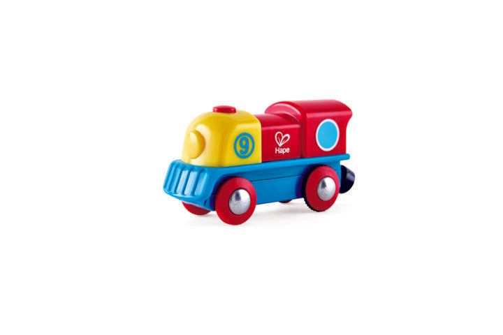 Hape Brave Little Engine is wooden railway and train set The Toy Wagon