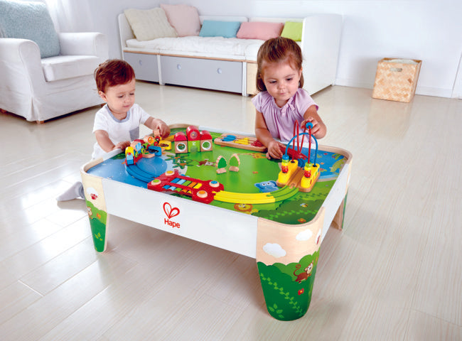 Hape Railway Play Table is wooden railway and train set The Toy Wagon