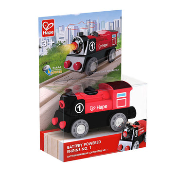 Hape Battery Powered Engine No.1 is wooden railway and train set The Toy Wagon