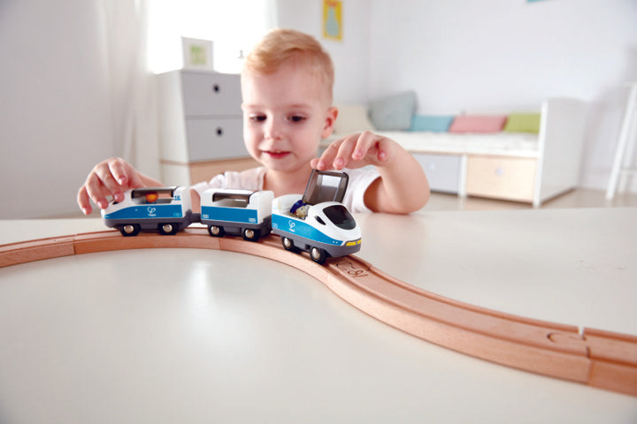 Hape Intercity Train is wooden railway and train set The Toy Wagon