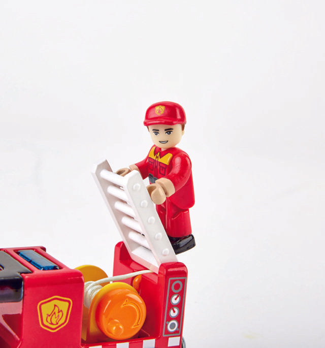 Hape Fire Truck with Siren is wooden railway and train set The Toy Wagon