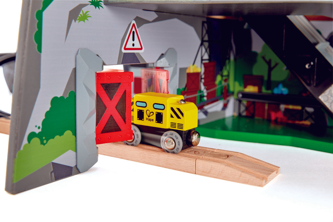 Hape Mighty Mountain Mine is wooden railway and train set The Toy Wagon