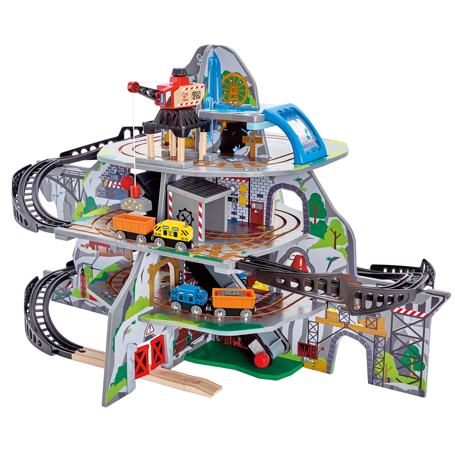 Hape Mighty Mountain Mine is wooden railway and train set The Toy Wagon