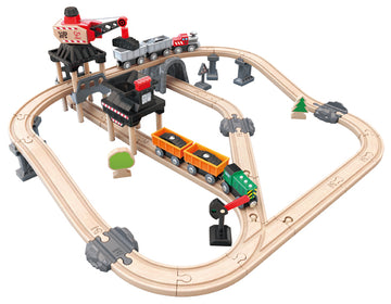 Hape Mining Loader Set is wooden railway and train set The Toy Wagon