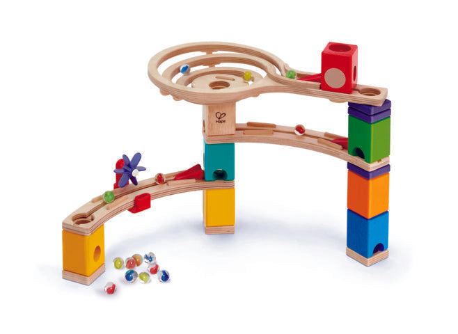 Hape Quadrilla Race to the Finish wooden marble run, contruction and STEAM play The Toy Wagon