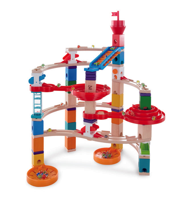 Hape Quadrilla Super Spirals wooden marble run, contruction and STEAM play The Toy Wagon