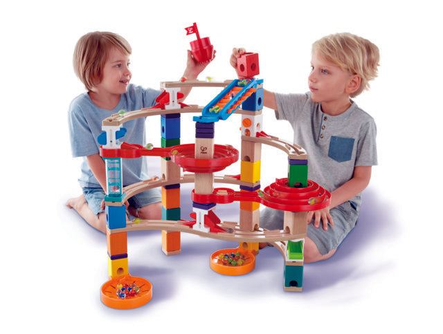 Hape Quadrilla Super Spirals wooden marble run, contruction and STEAM play The Toy Wagon