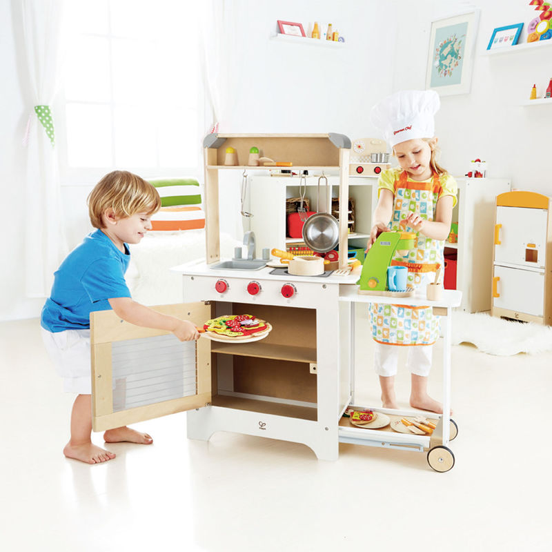 Hape Cook n Serve Kitchen imaginative play quality wooden toys The Toy Wagon