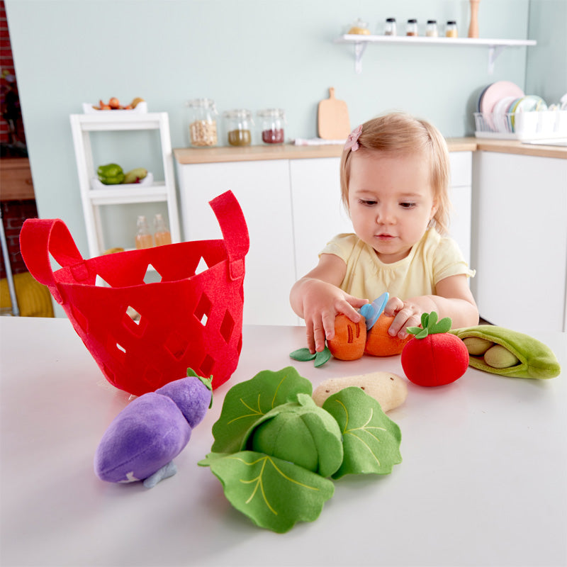 Hape Toddler Vegetable Basket imaginative play quality wooden toys The Toy Wagon