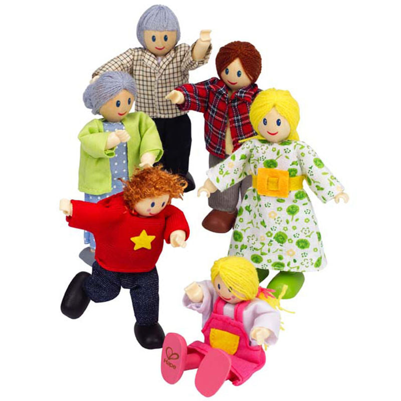 Hape Happy Family of 6 - Caucasian imaginative play quality wooden toys The Toy Wagon