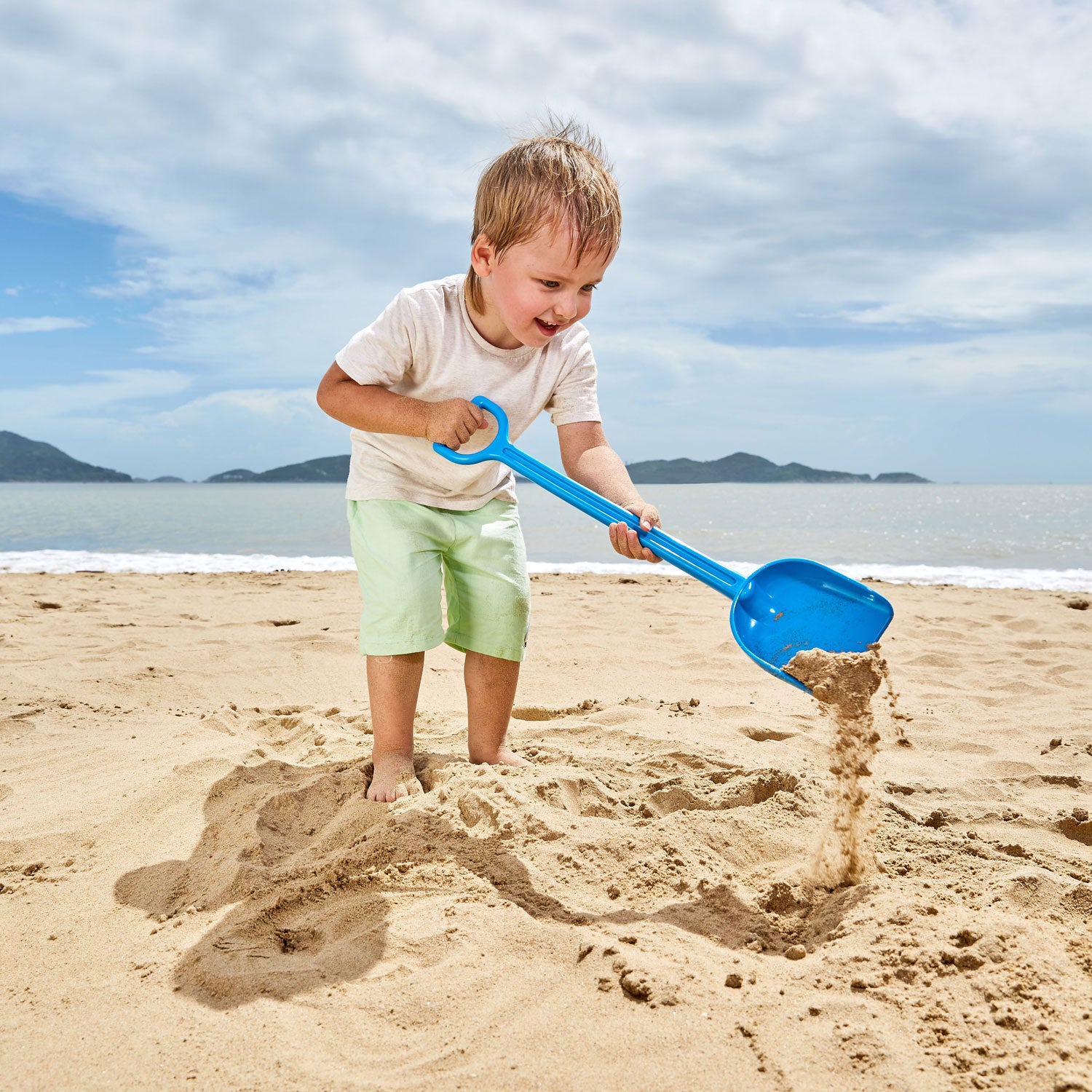 Hape Sand Shovel, Blue perfect for the sand or backyard play with quality outdoor toys The Toy Wagon