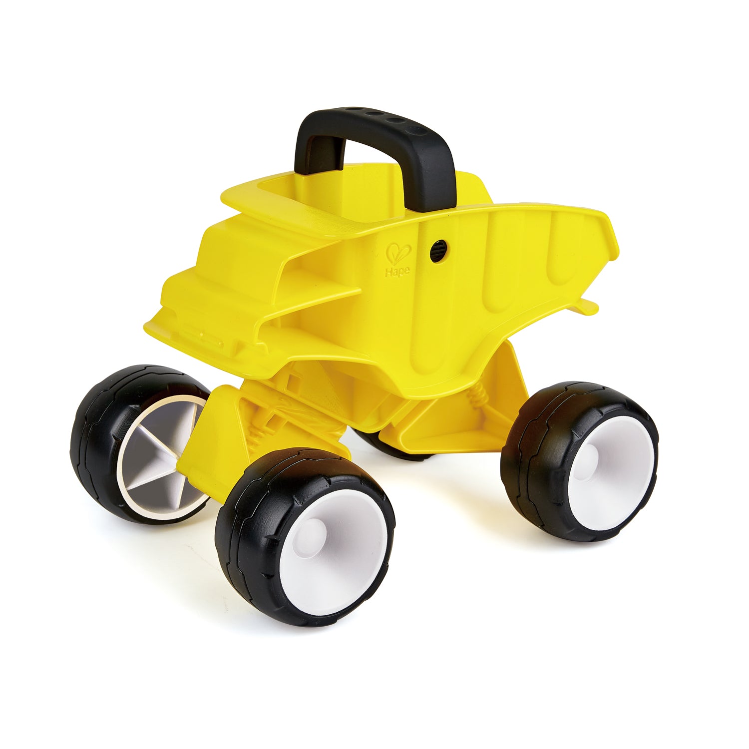 Hape Dump Truck - Yellow perfect for the sand or backyard play with quality outdoor toys The Toy Wagon