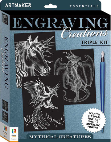 Art Maker Essentials Engraving Art 3-Pack Mythical Creatures