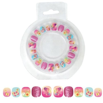 Pink Poppy Rainbow Butterfly Press On Nails