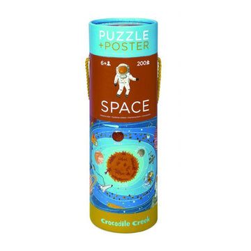 Crocodile Creek Puzzle + Poster Space 200pc is a High-quality floor puzzle and poster for children.