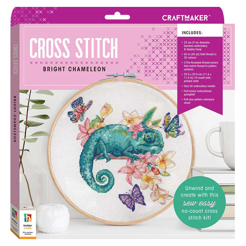 Craft Maker Cross-stitch Kit: Bright Chameleon