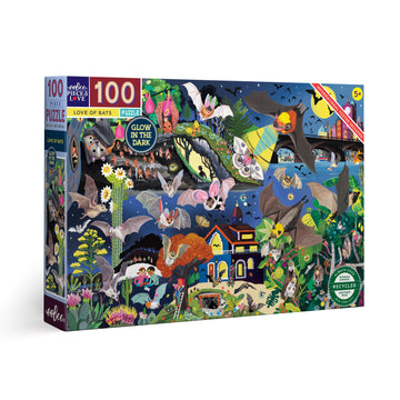 Eeboo 100pc Puzzle Love for Bats Glow