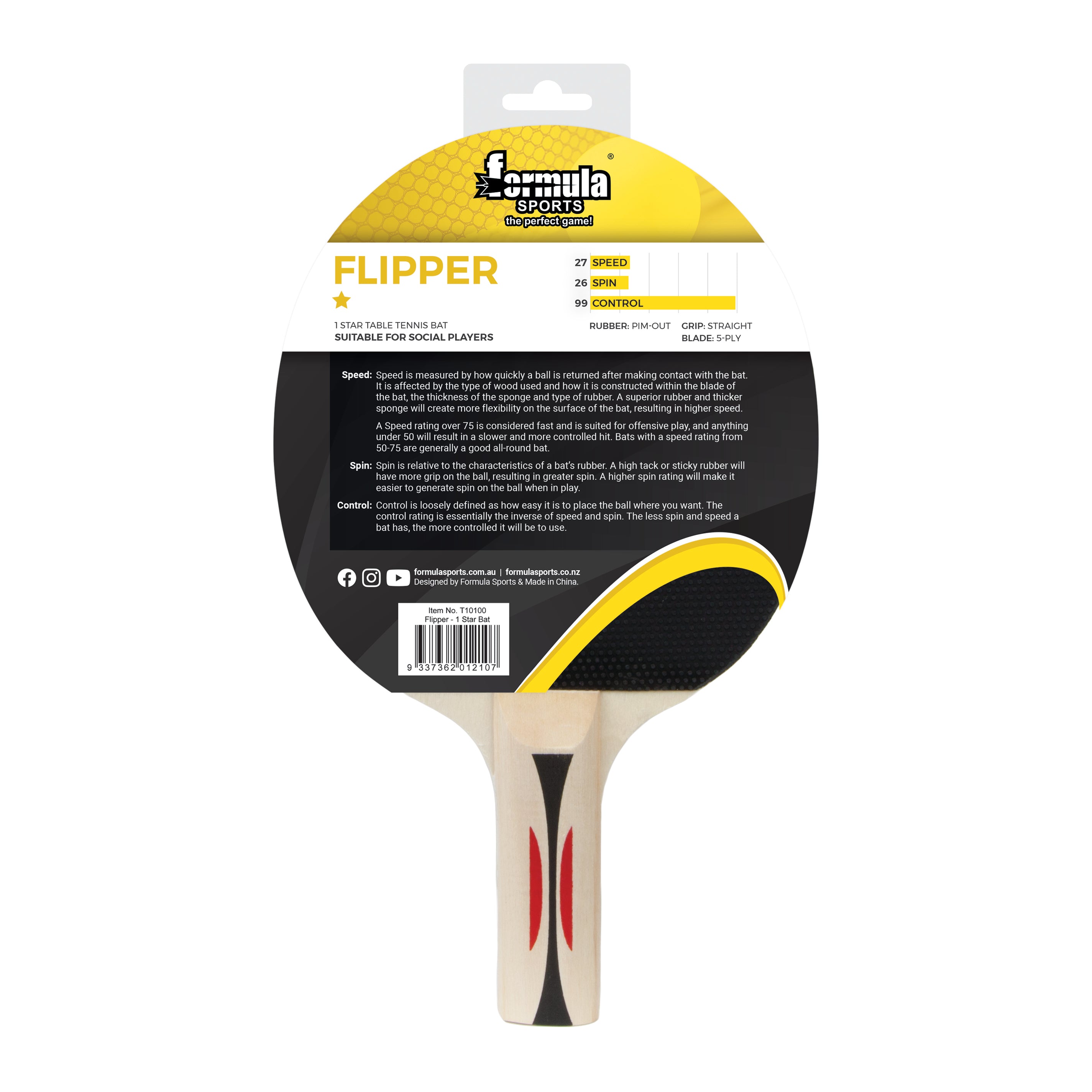 Flapper Bat Formula Sport Table Tennis Bat Flipper 1 Star