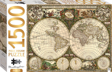 Mindbogglers Gold 1500pc Puzzle: Vintage World Map