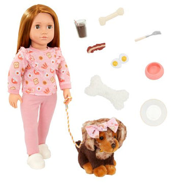 Our Generation 18" Doll w/ Pet Dog - Claudia & Cinnamon