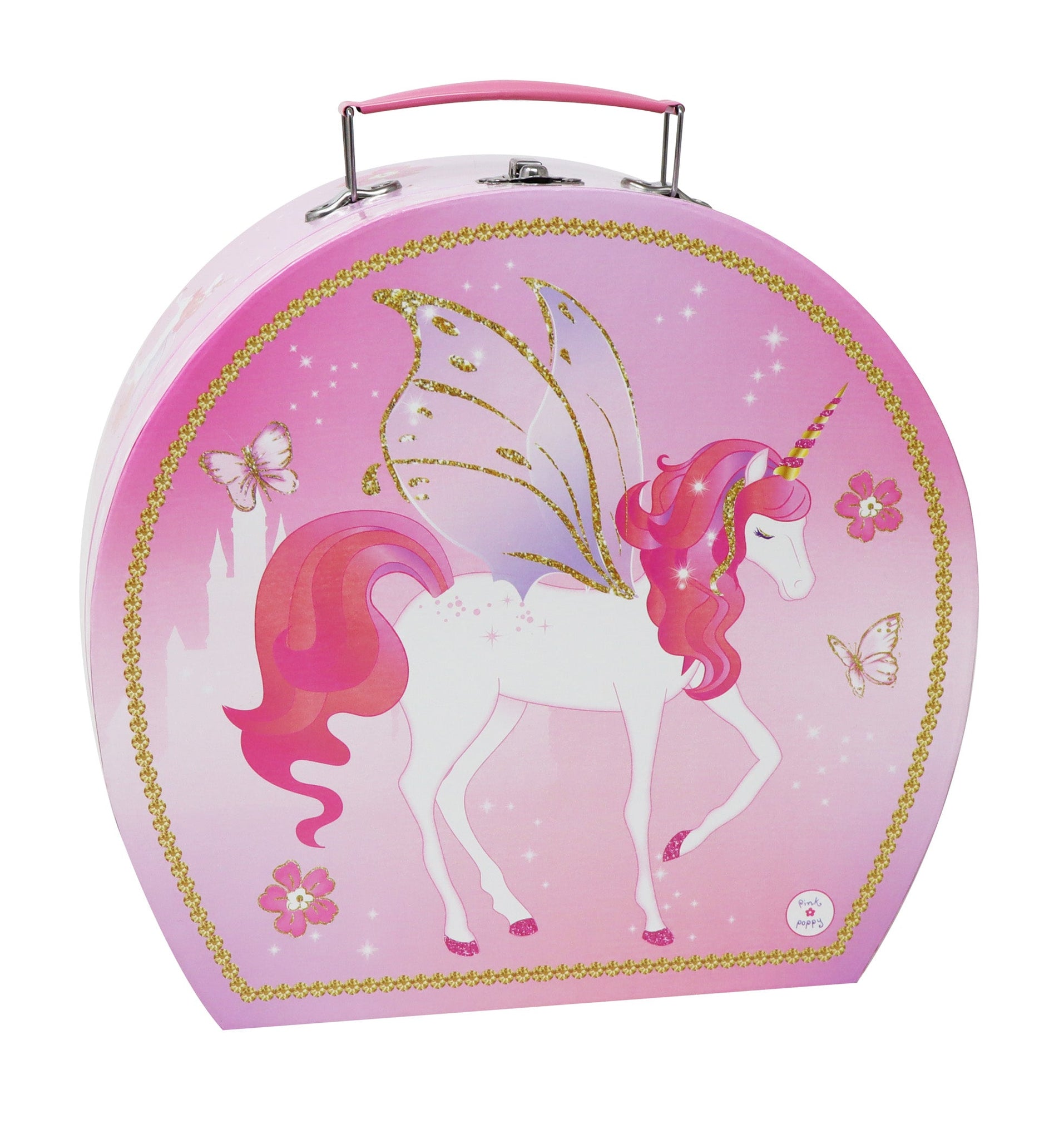Pink PoppyUnicorn Princess 15 Piece Tin Tea Set In Carry Case