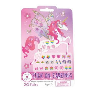 Pink Poppy 20 Pairs Unicorn Princess Stick On Earrings