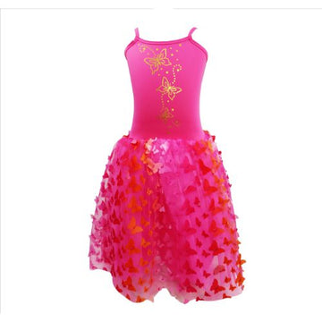 Pink Poppy Butterfly Hot Pink & Gold Multi-layered Dress Size 3-4