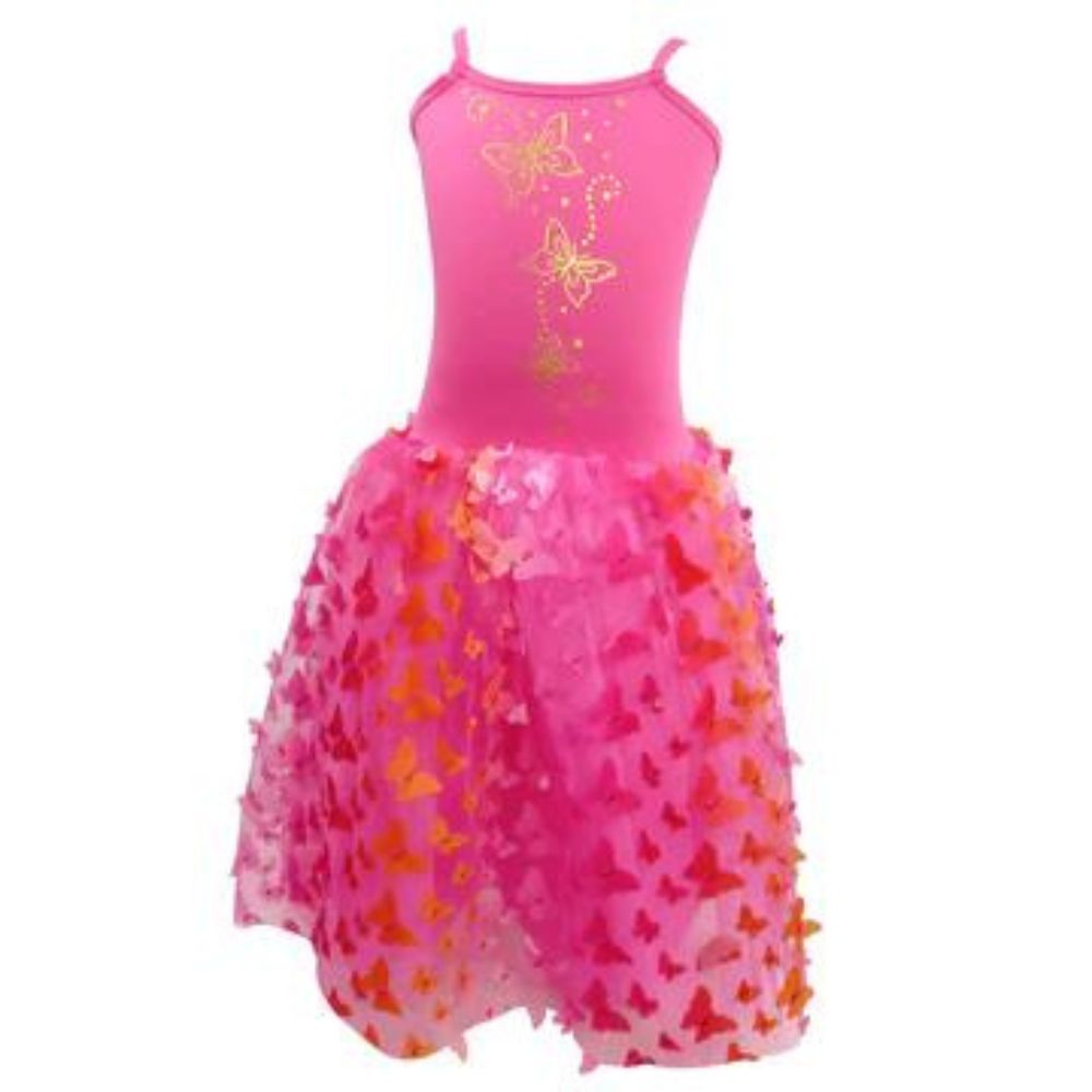 Pink Poppy Butterfly Hot Pink & Gold Multi-layered Dress Size 5-6