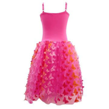 Pink Poppy Butterfly Hot Pink & Gold Multi-layered Dress Size 5-6