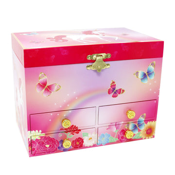 Pink Poppy Unicorn Butterfly Medium Musical Jewellery Box