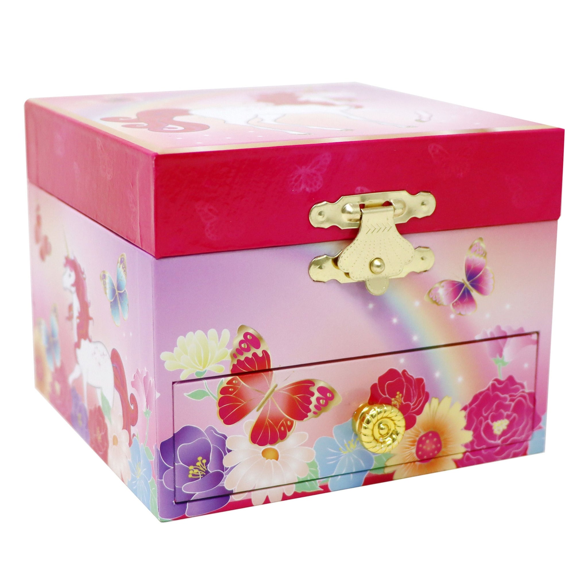 Pink Poppy Unicorn Butterfly Small Musical Jewellery Box