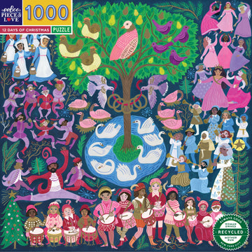 eeBoo 1000pc Puzzle 12 Days of Christmas Sq