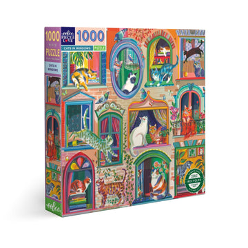 eeBoo 1000pc Puzzle Cats in Window Square
