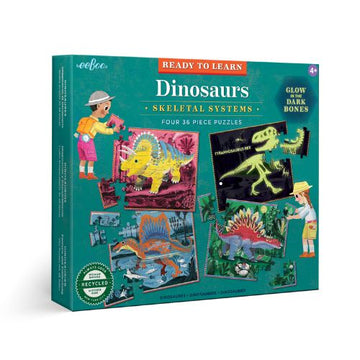 eeBoo 36pc Puzzle Ready to Learn Dinosaurs Glow