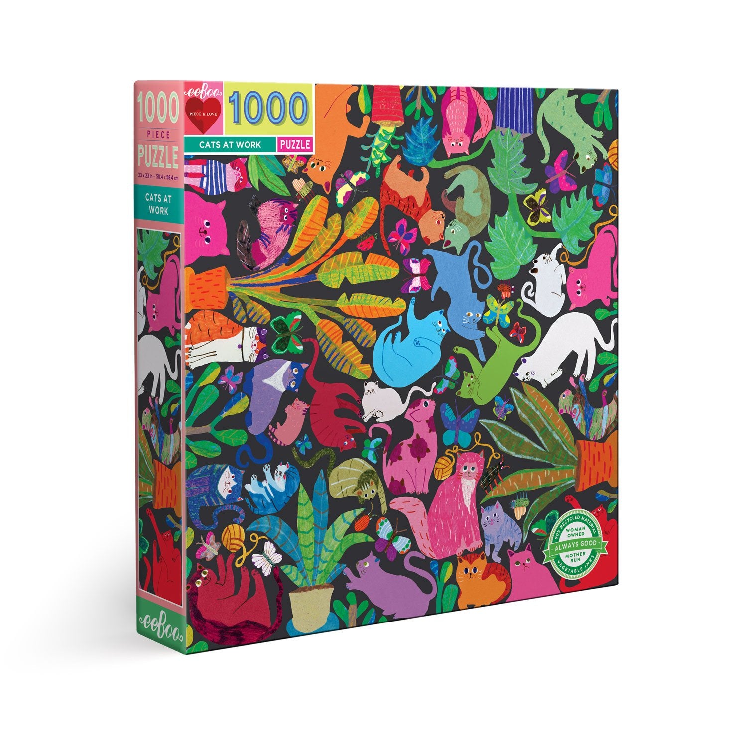 eeBoo 1000pc Puzzle Cats at Work The Toy Wagon