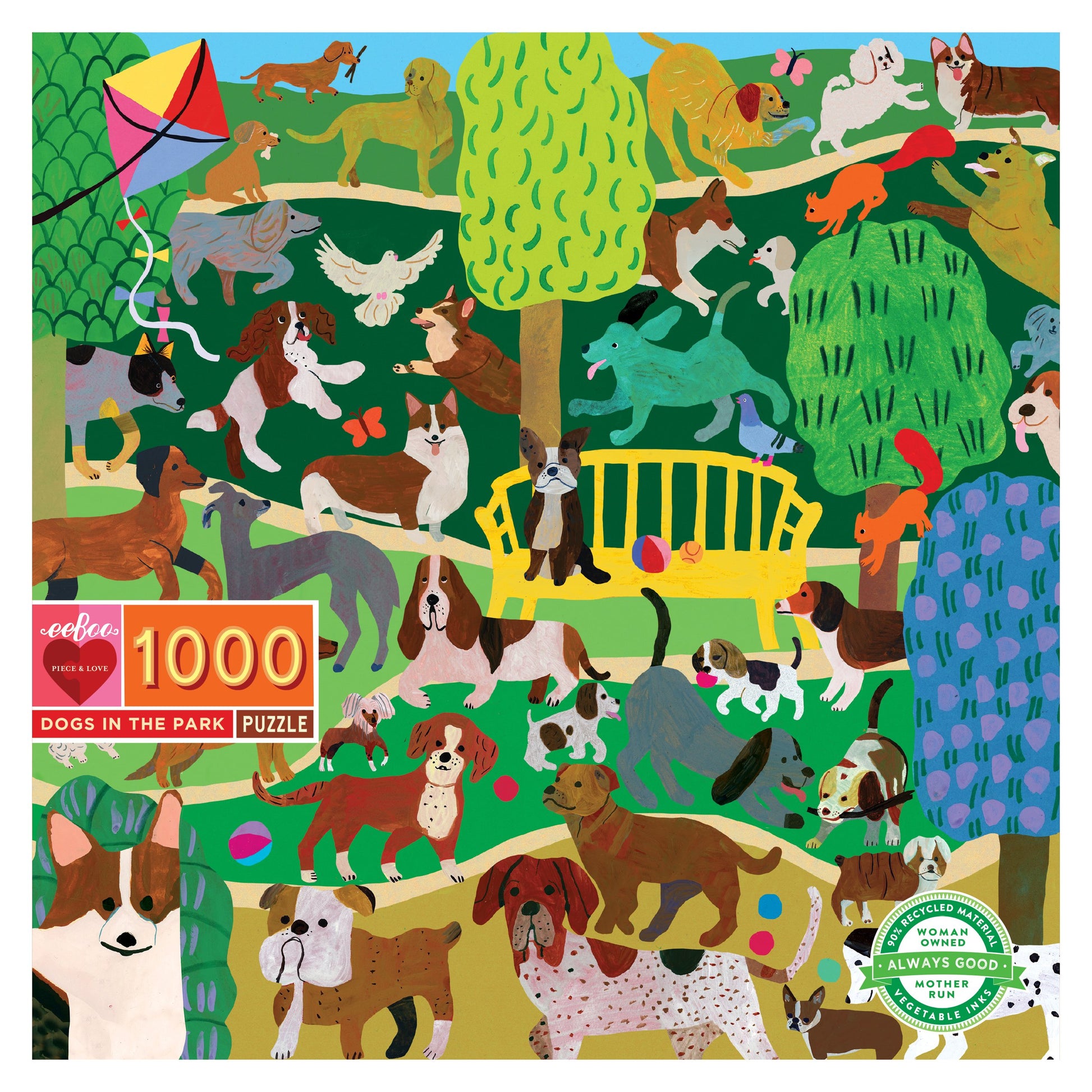 eeBoo 1000pc Puzzle DOur Generations in the Park The Toy Wagon