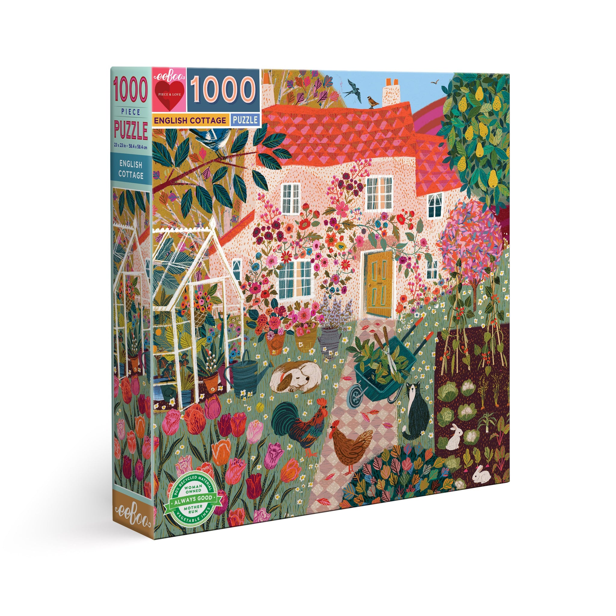 eeBoo 1000pc Puzzle English Cottage Square The Toy Wagon