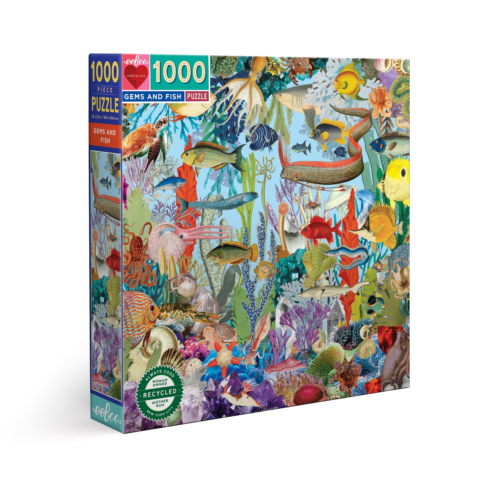 eeBoo 1000pc Puzzle Gems and Fish Square The Toy Wagon